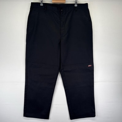 古着 ディッキーズ Dickies パンツ ダブルニー 大きいサイズ ワークパンツ サイドポケット ジッパーフライ W42×L32 ブラック系 メンズ