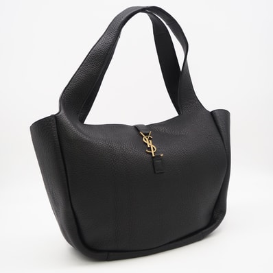 美品 SAINT LAURENT サンローラン グレインレザー ル・サンカセット ベア トートバッグ 763435 ハンドバッグ ブラック ゴールド グレインレザー レディース