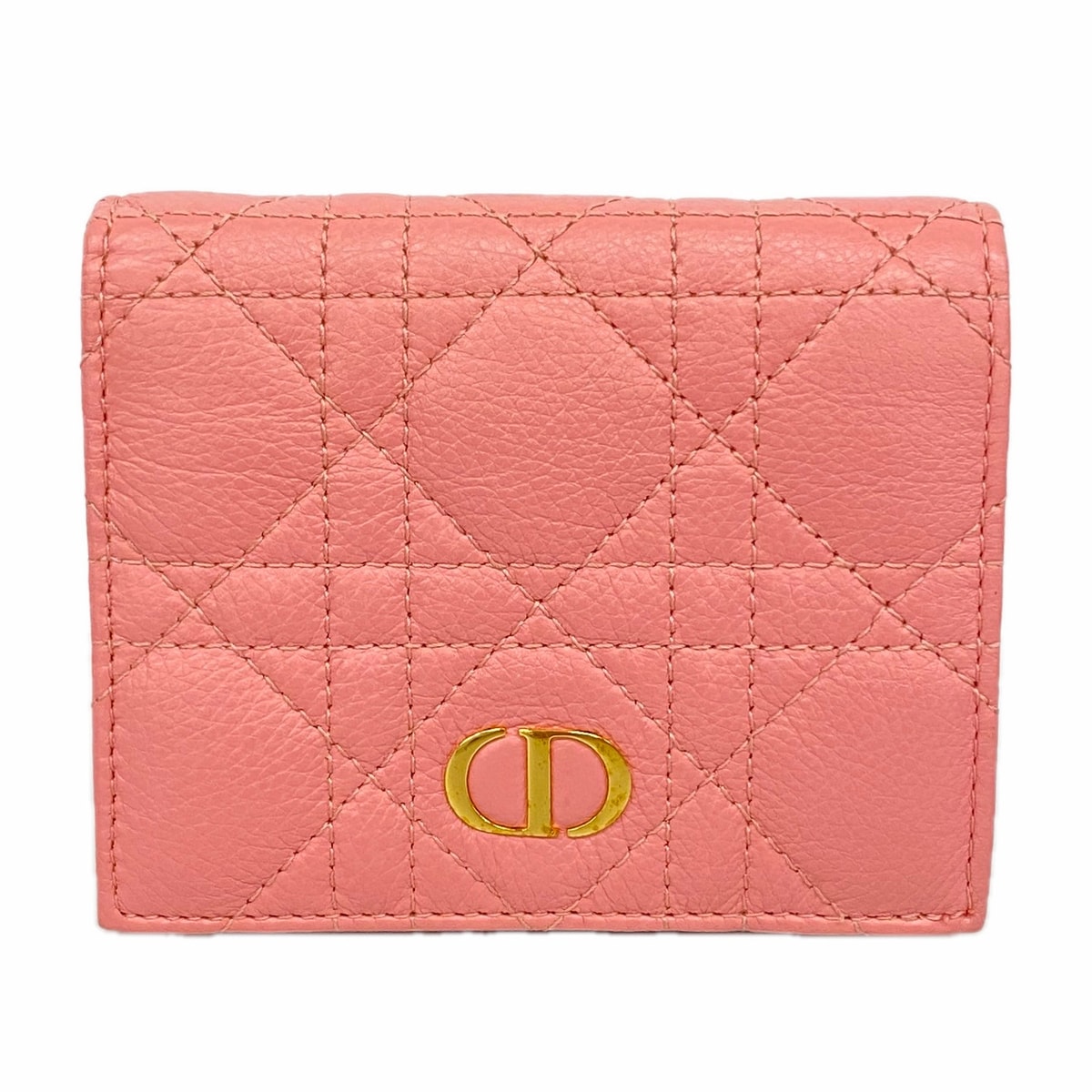 ★SALE【6hc2063】クリスチャンディオール 財布 カナージュ レザー ピンク ゴールド金具【中古】レディース