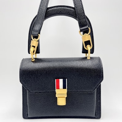 THOM BROWNE(トムブラウン)Mrs. Thom Bag ハンドバッグ 2WAY ショルダーバッグ ペブルグレインレザー ブラック ゴールド金具 レディース【中古】