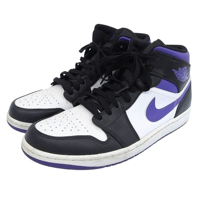ナイキ AJ1B ミッド ハイカット スニーカー シューズ メンズ ブラック/コート パープル 28.5cm 554724-095 10.5(US)