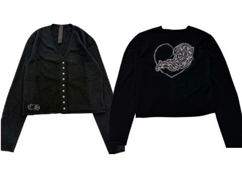chrome hearts ワイノット ラインストーン ヴィニーハート カシミア カーディガン