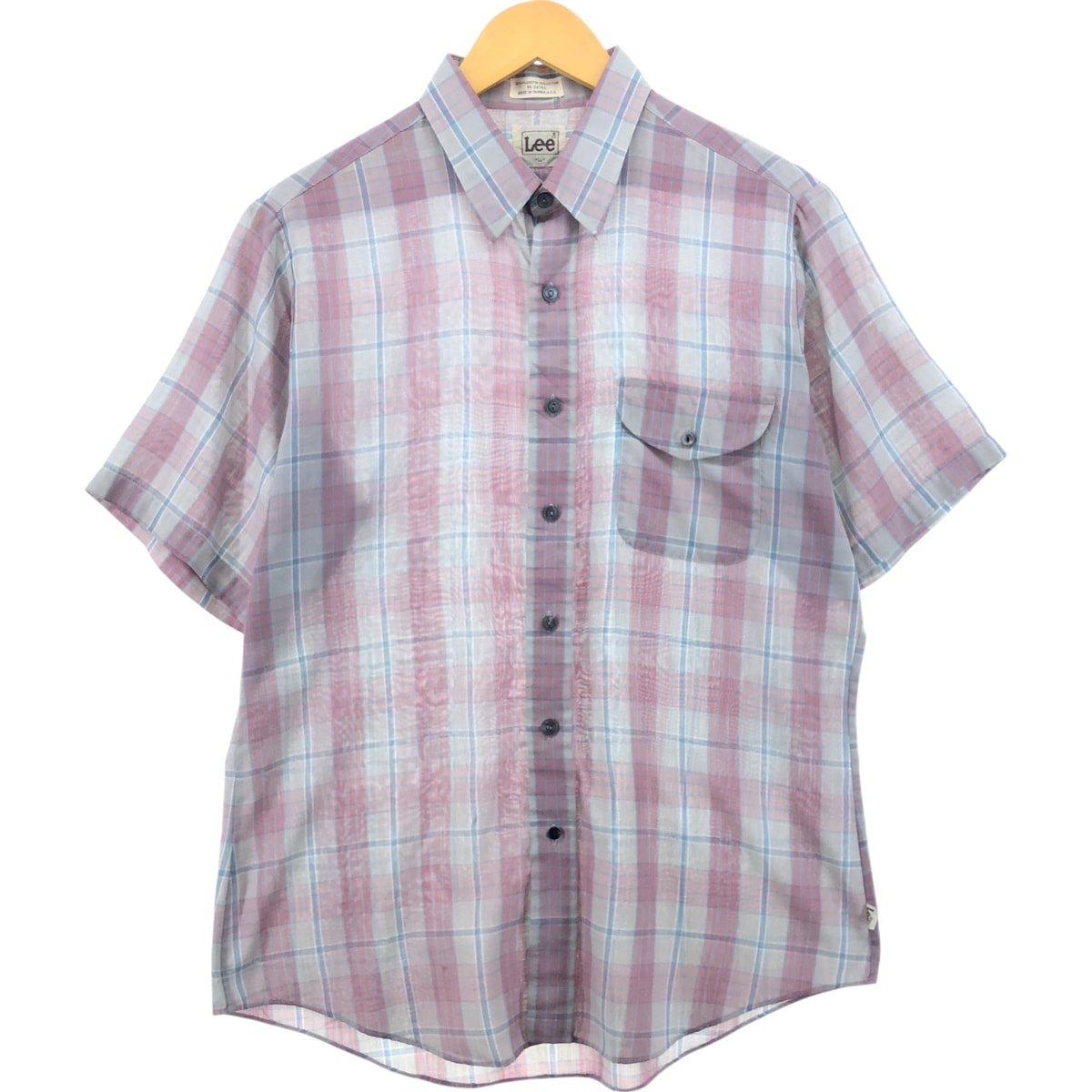 古着 リー Lee チェック柄 半袖 ポリシャツ メンズL相当/eaa560883