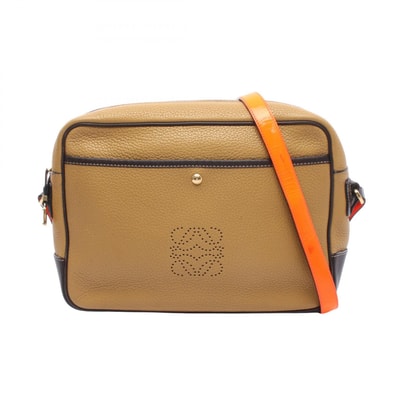 ロエベ LOEWE アナグラム 型押し ネオンカラー ショルダーバッグ バッグ レザー パテントレザー レディース ブラウン系 / オレンジ系 【中古】