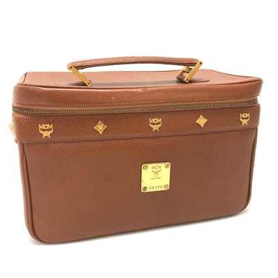 エムシーエム MCM バニティバッグ ボックス カバン 2WAY ショルダーバッグ ハンドバッグ レザー ブラウン