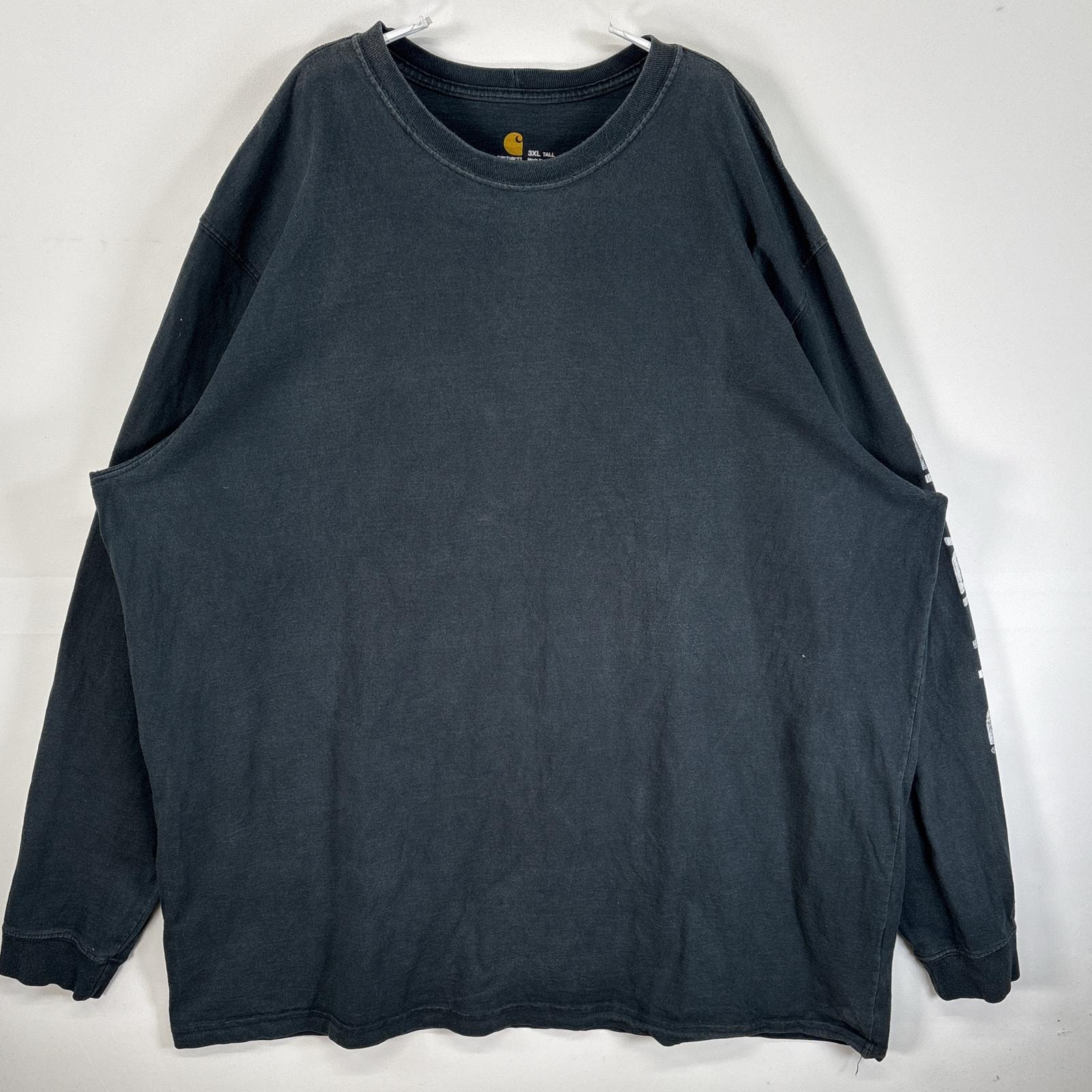 古着 カーハート Carhartt 長袖Tシャツ 大きいサイズ 肉厚 袖 プリント ロゴ 3XL TALL  ブラック メンズ