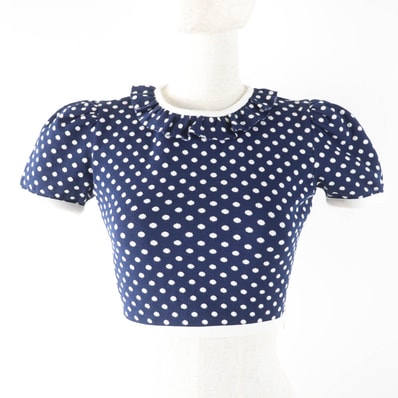 美品 ミュウミュウ
ニット ネイビー ホワイト レディース XS MJN277 1DVC