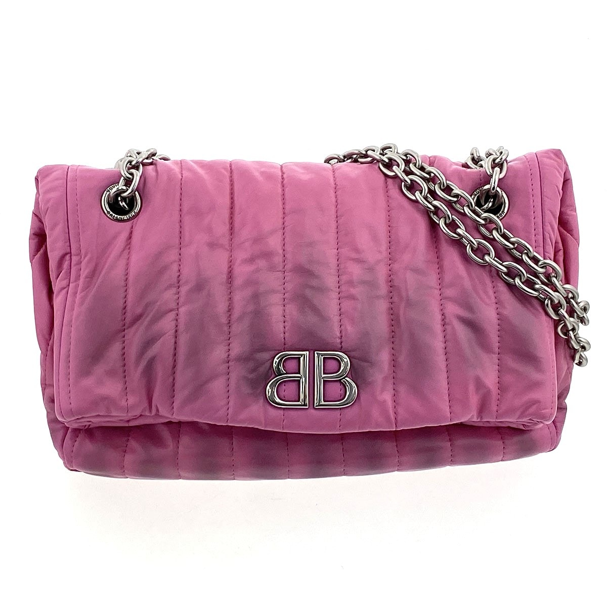 BALENCIAGA バレンシアガ MONACO S チェーン ショルダーバッグ 765966 レザー ピンク  レディース【中古】