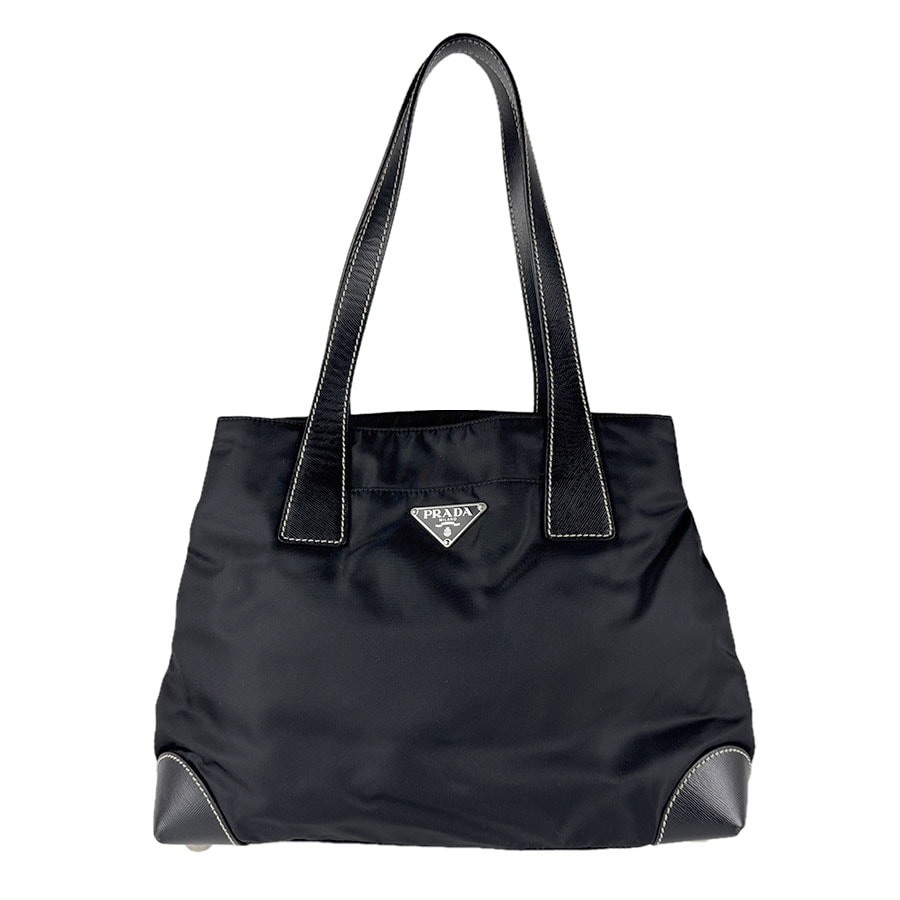 プラダ PRADA ショルダーバッグ ナイロン/レザー ブラック レディース【中古】 z8383
