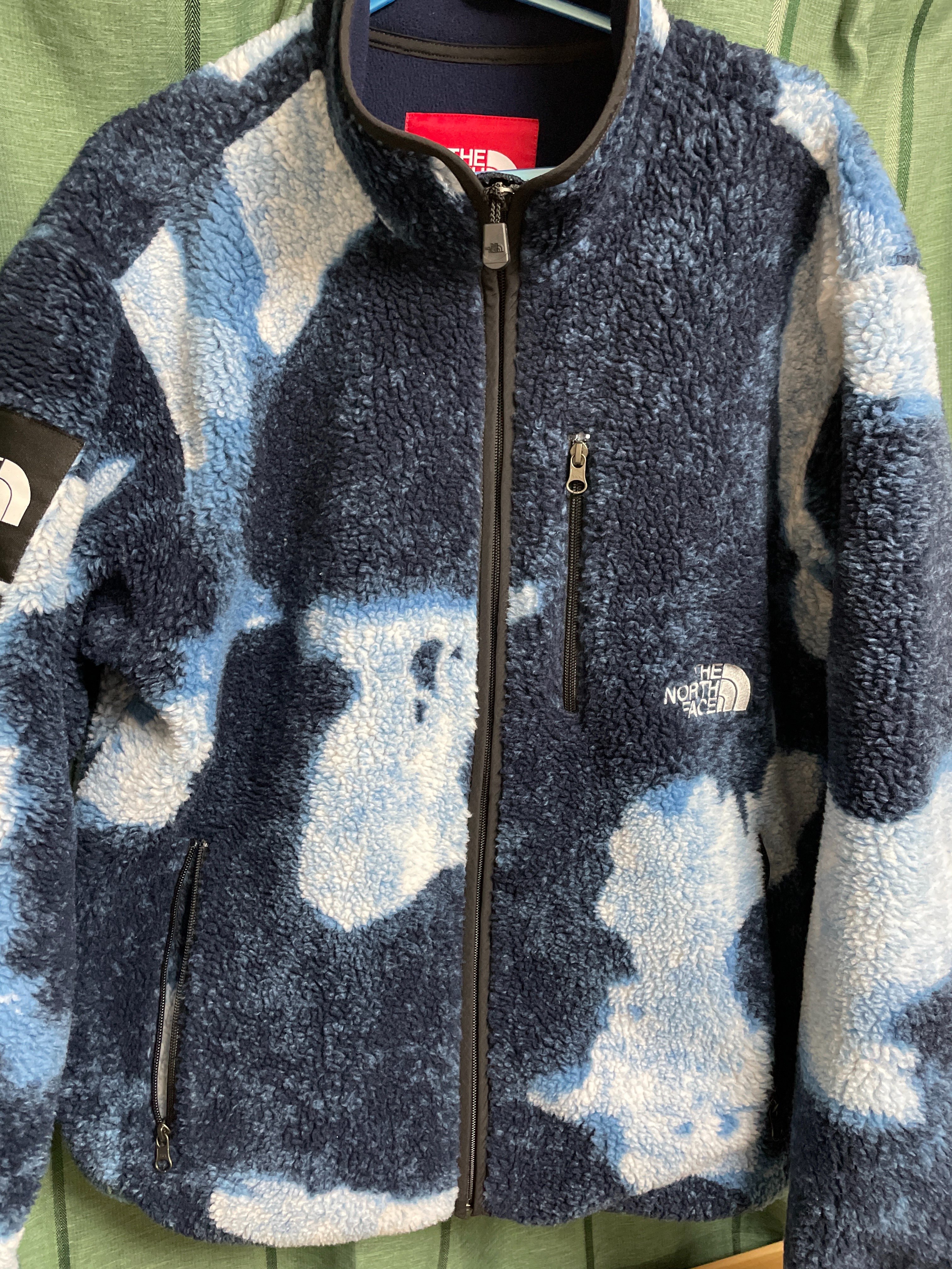 Supreme x The North Face Bleached Denim Print Fleece Jacket "Indigo"
