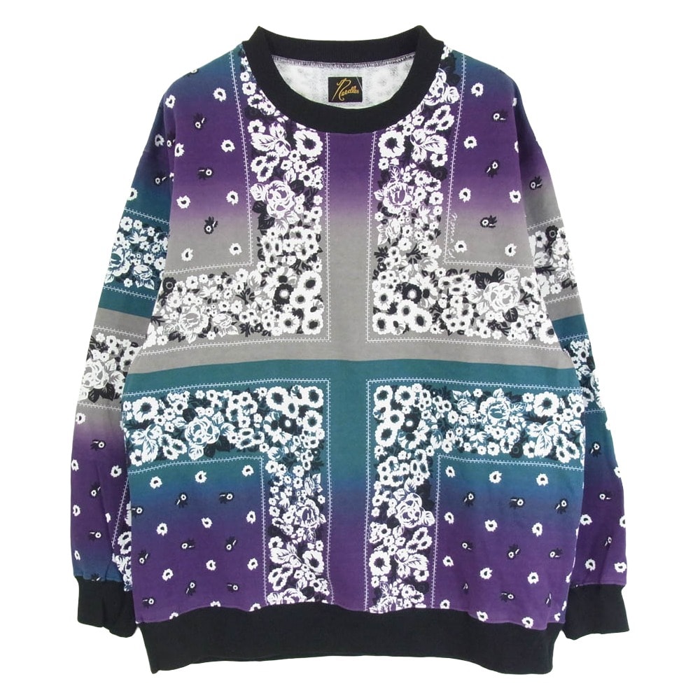 Needles ニードルス スウェット 22AW N34-NNCS01 NOMA ノマ Crewneck Sweat Shirt Cotton Jersey 総柄 クルーネック コットン スウェット パープル系 L【中古】