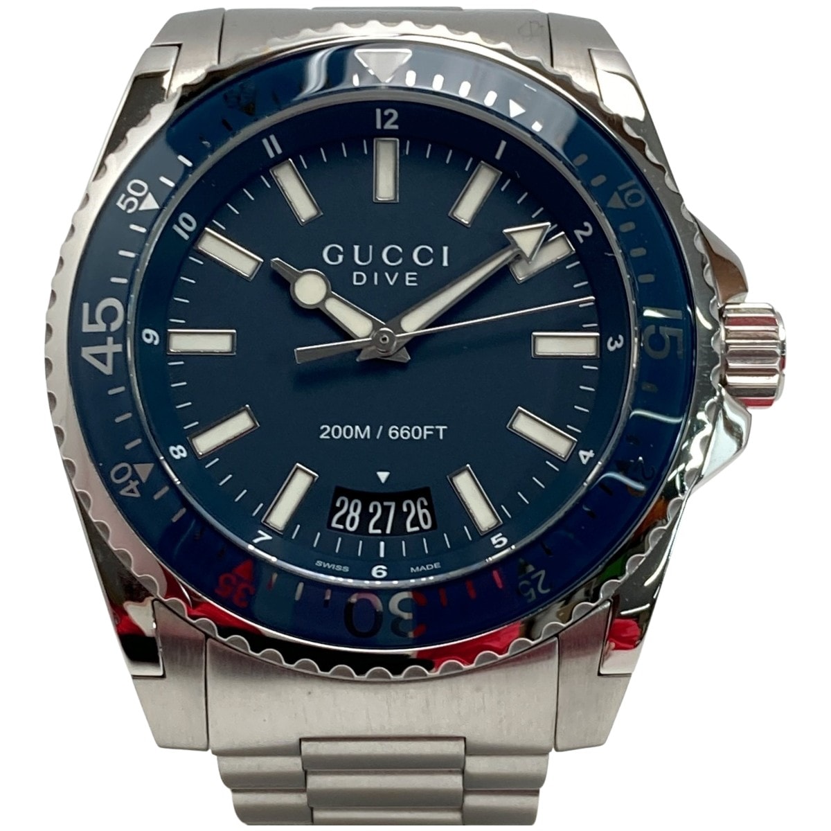 GUCCI グッチ ダイブ デイト 136.2 ブルー クォーツ メンズ 腕時計 箱・取説有 DIVE