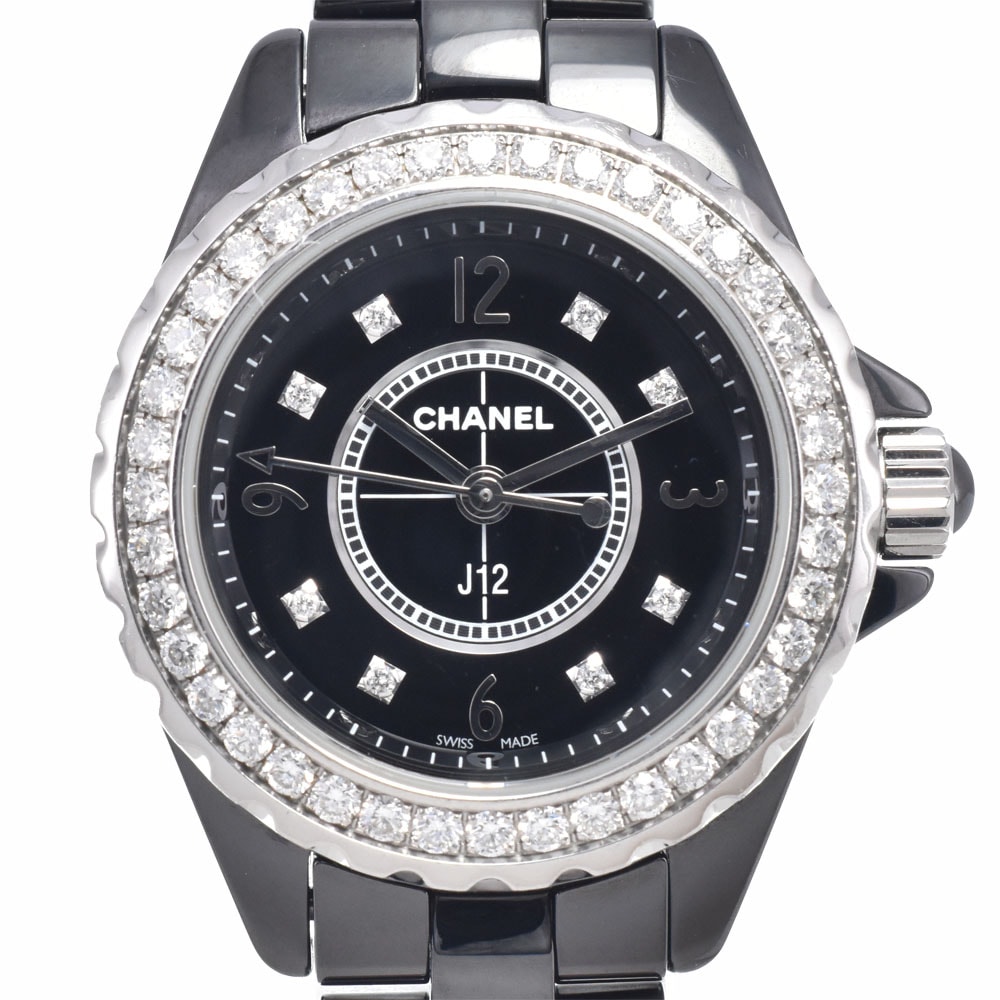 シャネル CHANEL H2571 J12 ダイヤモンド セラミック ブラック クォーツ レディース 美品 腕時計 P#149129