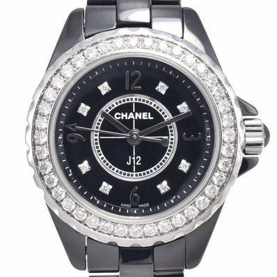 シャネル CHANEL H2571 J12 ダイヤモンド セラミック ブラック クォーツ レディース 美品 腕時計 P#149129