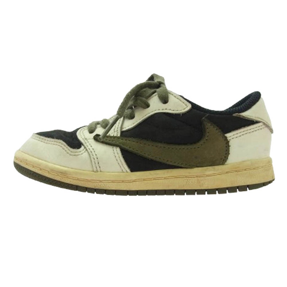 NIKE ナイキ スニーカー フェイクバスターズ鑑定済×Travis Scott Air Jordan 1 Low OG Medium Olive トラヴィススコット エアジョーダン1 ロー OG スニーカー カーキ系 15cm【中古】