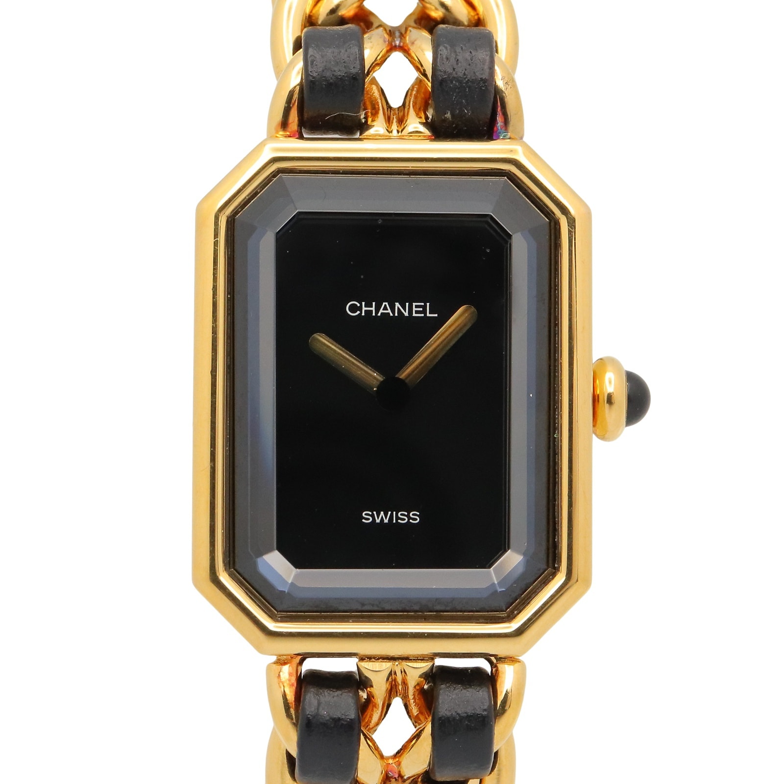 シャネル CHANEL プルミエールM 腕時計 時計 GP(ゴールドメッキ) レザー レディース ブラック系 H0001 【中古】