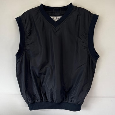 古着 コロンビア Columbia ベスト ナイロンベスト プルオーバー Vネック アウトドア ロゴ刺繍デザイン M ブラック メンズ