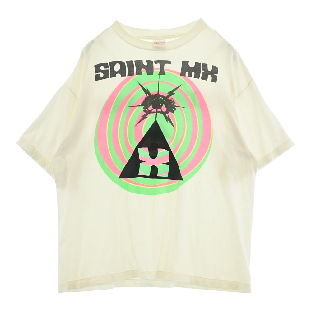 SAINT MICHAEL セントマイケル 25SS SM-HR8-0000-018 SAINT MX SS TEE WHITE ヴィンテージ加工 半袖Tシャツ ホワイト系 XXL【中古】