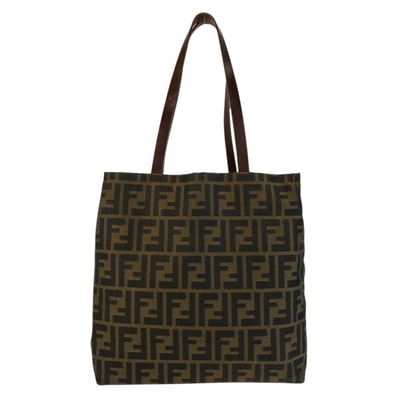 美品 FENDI フェンディ ヴィンテージ ズッカ ブラウン キャンバス レザー/ トートバッグ ショルダーバッグ 601344 【中古】
