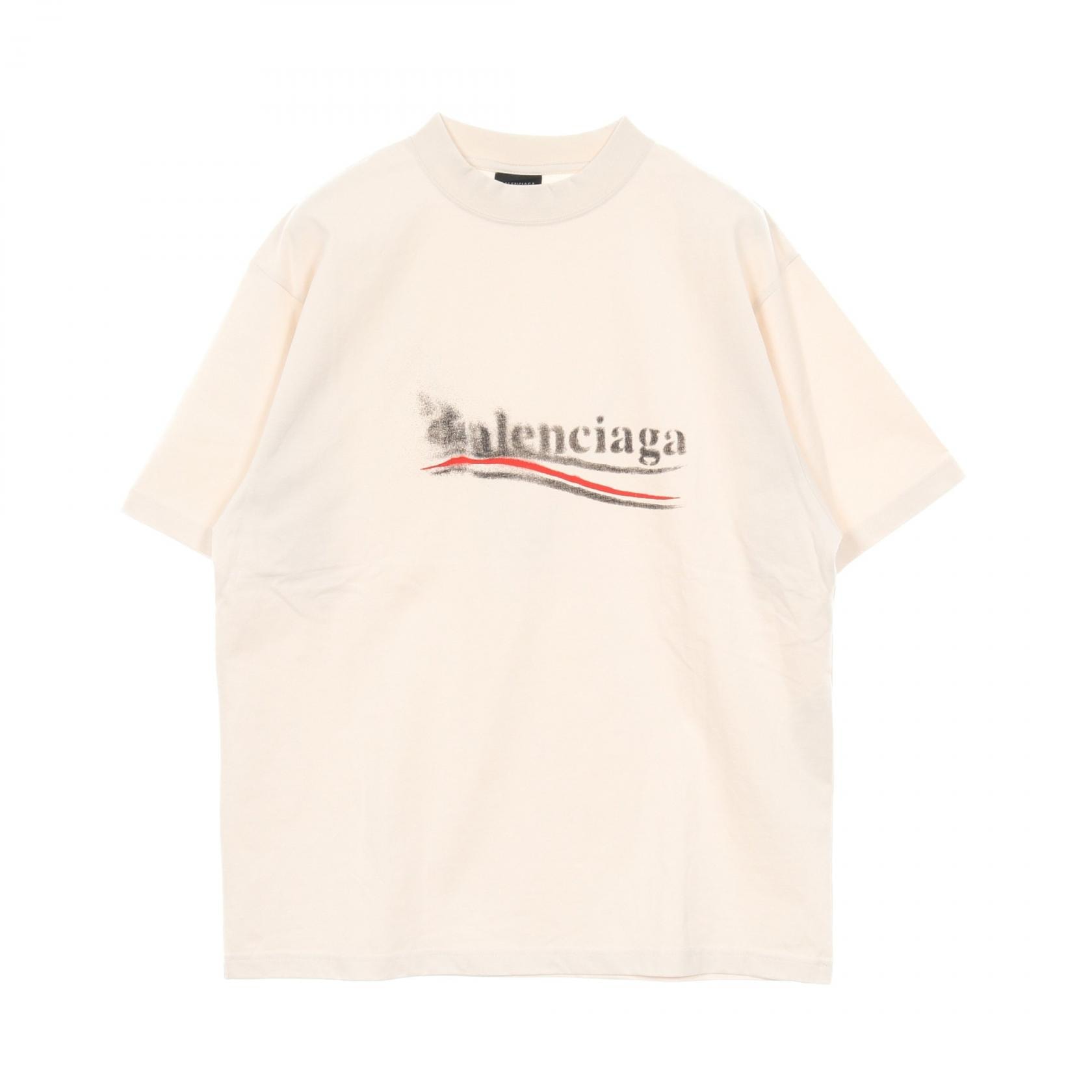 バレンシアガ BALENCIAGA Political Stencil カットソー 衣料品 トップス コットン メンズ レディース ホワイト系 764235 【中古】