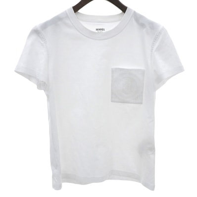 エルメス 美品 ポケットデザイン Tシャツ トップス レディース ホワイト 36 47-7703 36
