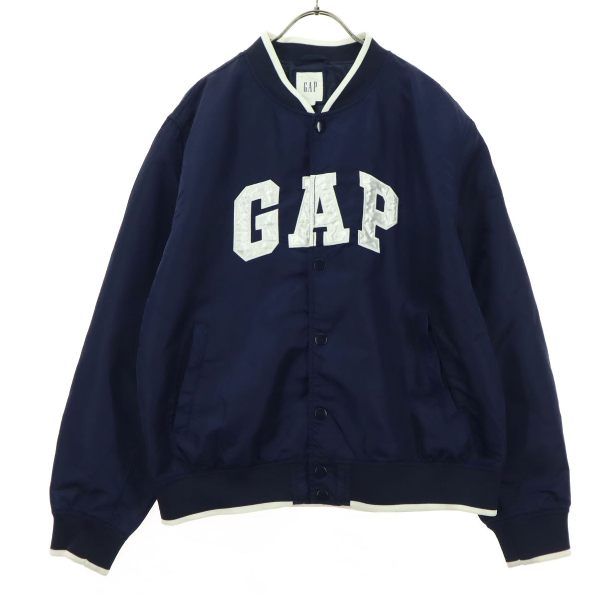 GAP ギャップ ロゴ 長袖 ブルゾン ナイロンジャケット L ネイビー