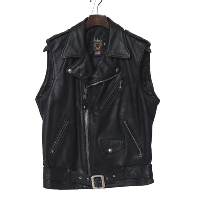 schott ショット ワンスター ベスト サイズ38 ダブルライダース ジレ レザー アメリカ製 ブランド古着【中古】20260512/RA9337