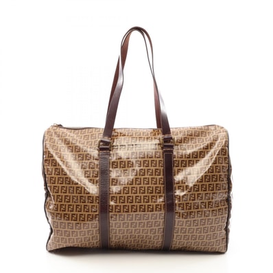 フェンディ FENDI ズッキーノ ボストンバッグ バッグ PVCコーティングキャンバス レザー メンズ レディース ベージュ系 / ブラウン系 【中古】