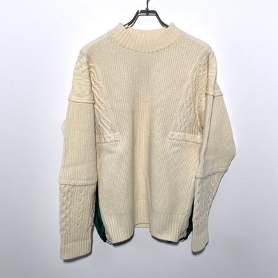 sacai Wool Knit Pullover "Ivory/Green"