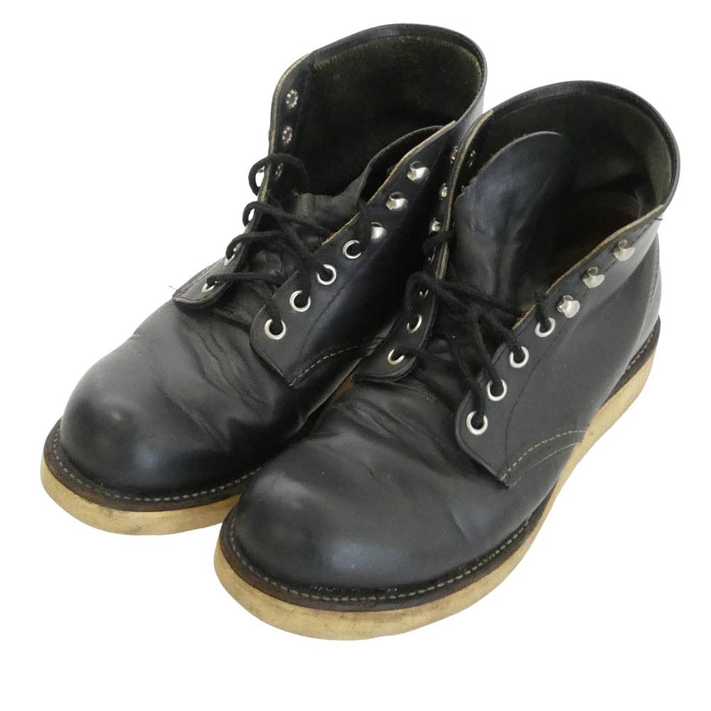 RED WING レッドウィング 8165 刺繍羽根タグ クラシックラウンド レザー ワークブーツ ブラック系 7D【中古】