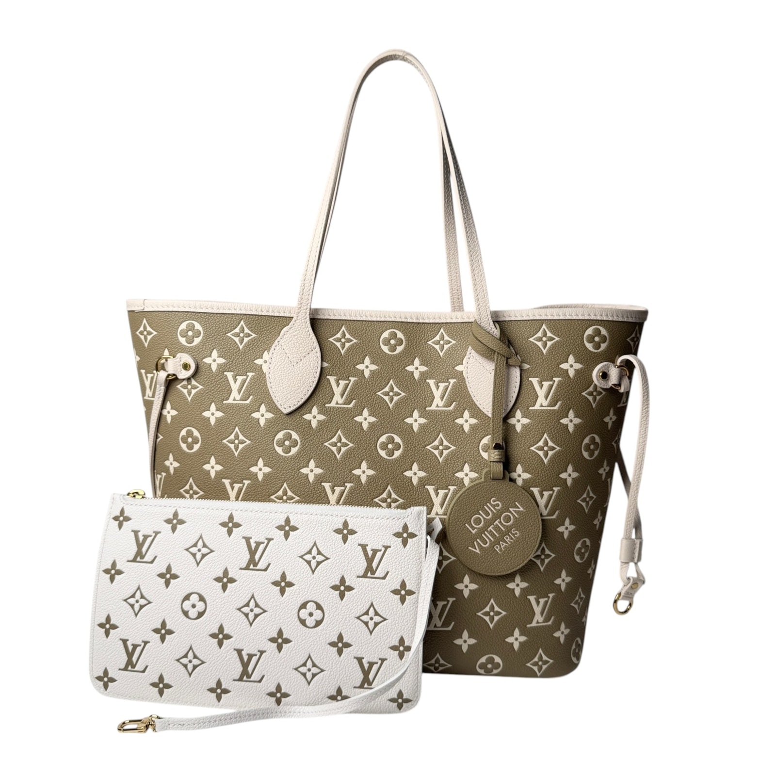 Louis Vuitton Never Full MM Monogram Amplent "Khaki/Beige"