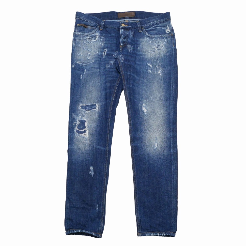 DOLCE&GABBANA ドルチェアンドガッバーナ 10 GOLD デニムパンツ サイズ52 ダメージ加工 テーパード ジーンズ ブランド古着【中古】20260408/RA8924