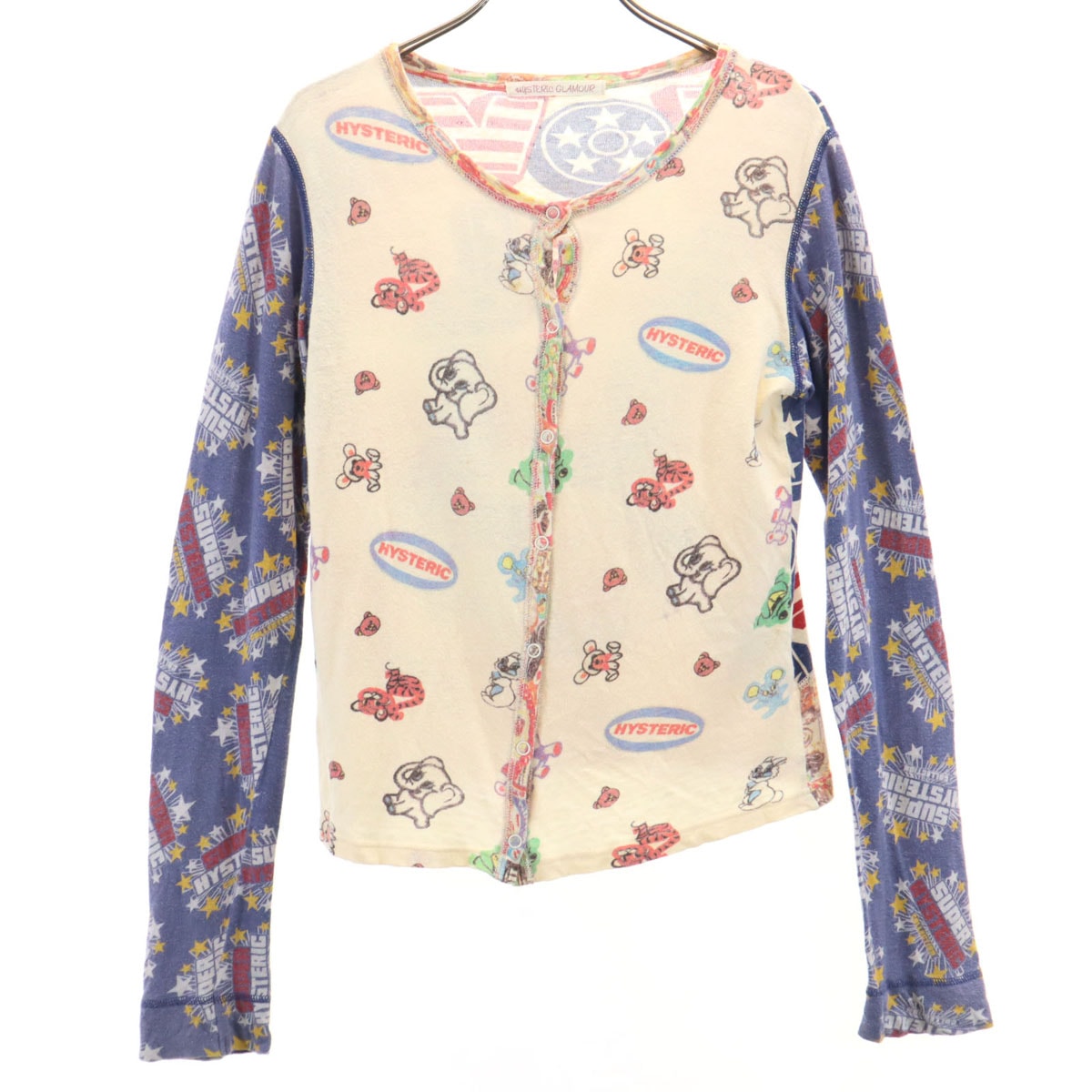HYSTERIC GLAMOUR ヒステリックグラマー 90s 日本製 オールド 総柄 長袖 カーディガン FREE ベージュ