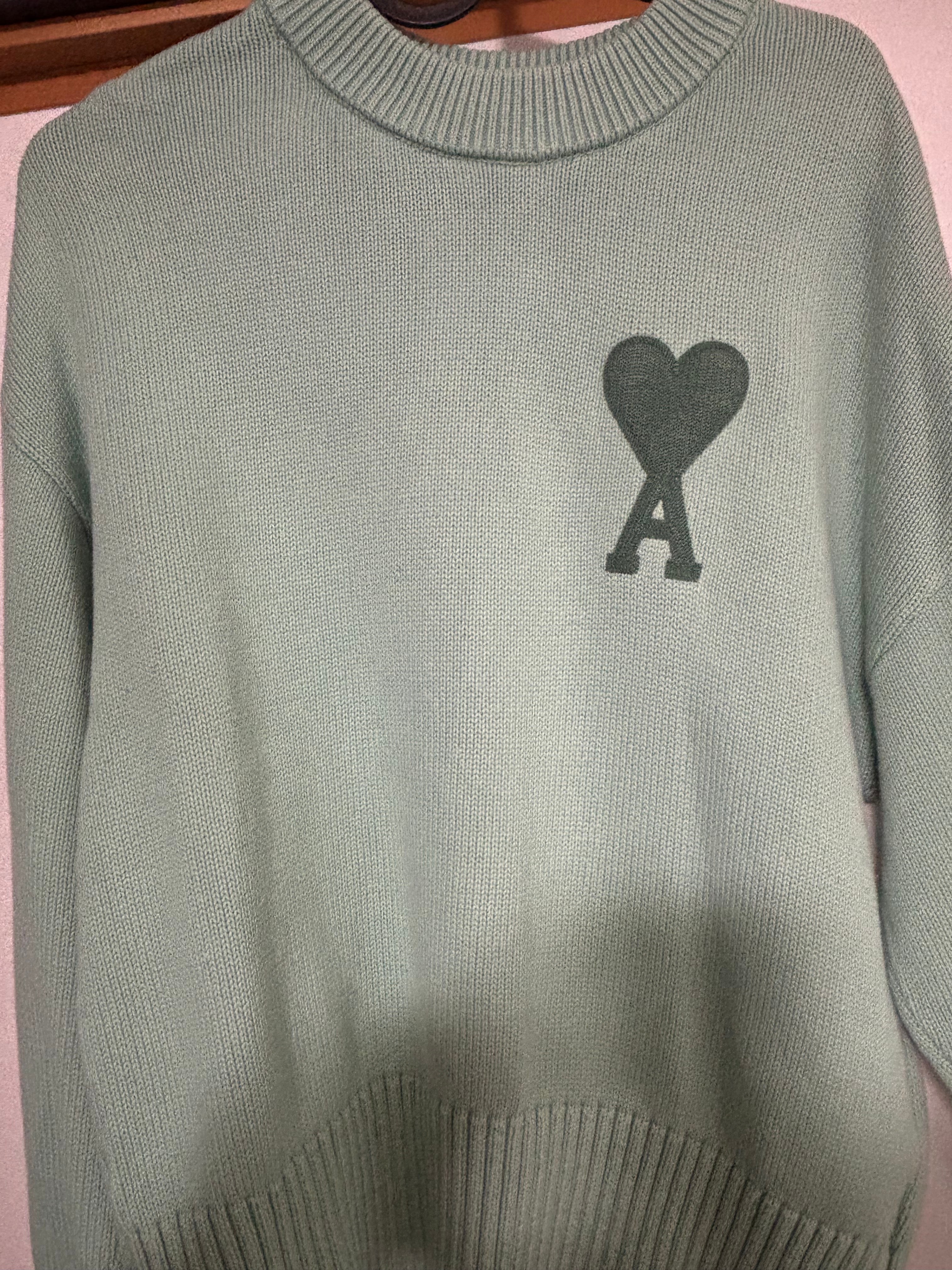 AMI PARIS BIG HEART KNIT Mint