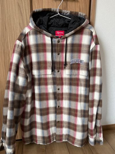 Supreme Quilted Hooded Plaid Shirt "Brown"
