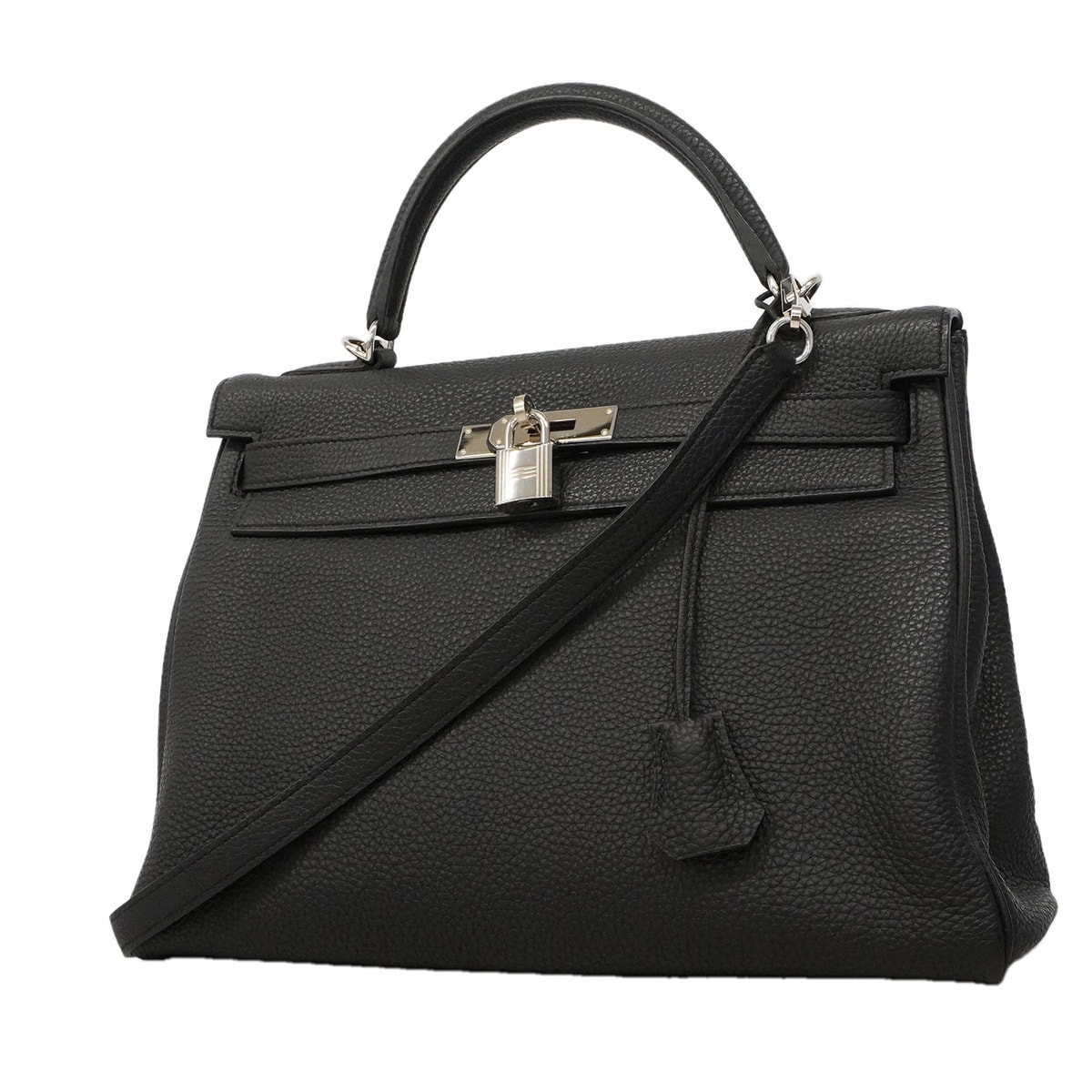 【6he4530】エルメス ハンドバッグ ケリー32 トゴ ブラック シルバー金具 X刻印 2wayバッグ【中古】レディース