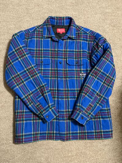 Supreme Quilted Plaid Flannel Shirt "Dusty Royal"