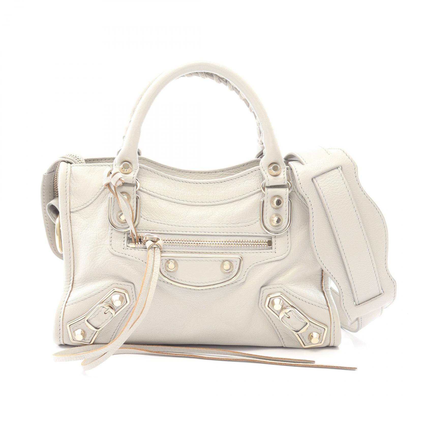 バレンシアガ BALENCIAGA クラシック ミニシティ 2WAY ハンドバッグ バッグ レザー レディース グレー系 300295 【中古】