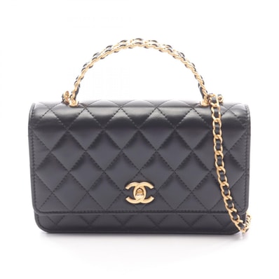 シャネル CHANEL マトラッセ 2WAY ショルダーバッグ バッグ ラムスキン(羊革) レディース ブラック系 【中古】