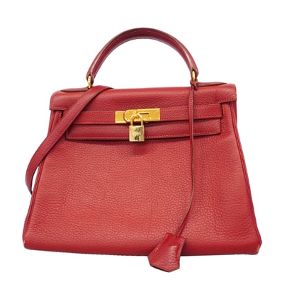 ★最終価格★SALE【6id5855】エルメス ハンドバッグ ケリー28 トゴ ルージュヴィフ ゴールド金具 □B刻印 2wayバッグ【中古】レディース