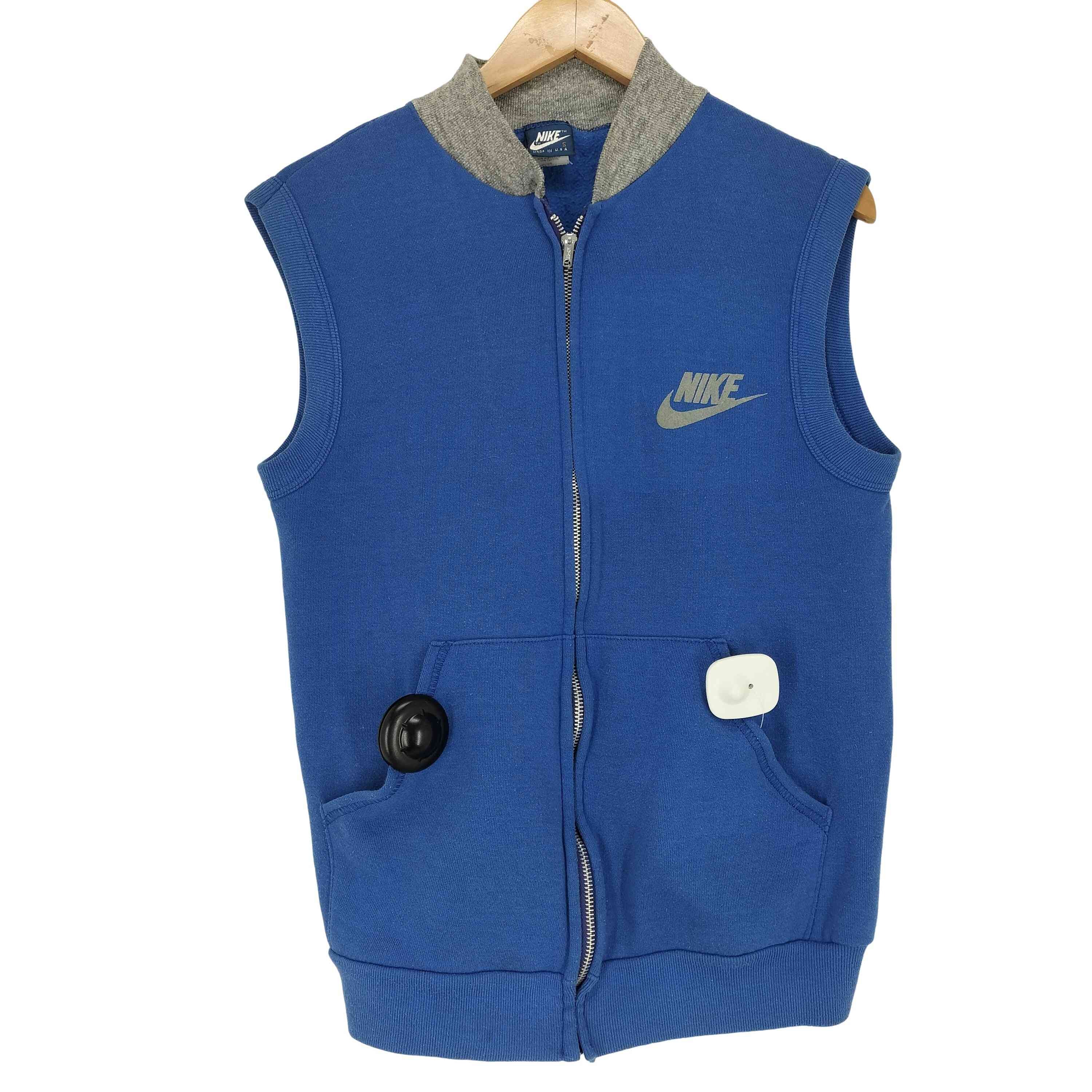 80S 紺タグ MADE IN USA ロゴプリントスウェットベスト EMARジッパー【1135068718075】