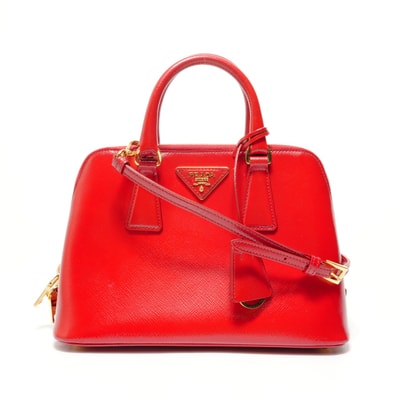 プラダ PRADA サフィアーノレザー パテント 2WAY ハンドバッグ【中古】