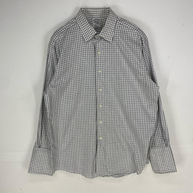 古着 ブルックスブラザーズ Brooks Brothers USA製 長袖シャツ 1818 ロングスリーブ L ホワイト系 チェック メンズ