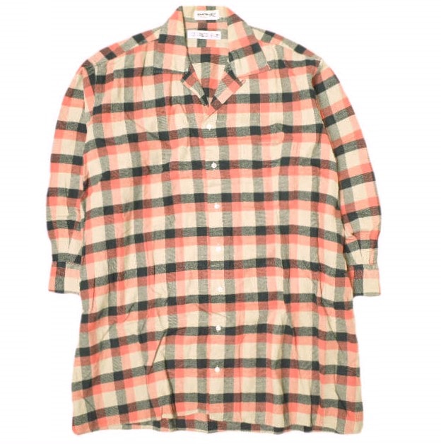 INDIVIDUALIZED SHIRTS x BEAMS BOY インディビジュアライズドシャツ ビームスボーイ 別注 アメリカ製 フランネルシャツワンピース ONE SIZE オレンジ 長袖 開襟 チェック トップス g20365