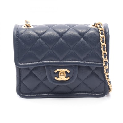シャネル CHANEL マトラッセ ショルダーバッグ バッグ キャビアスキン(グレインドカーフ) レディース ネイビー系 A35200 【中古】