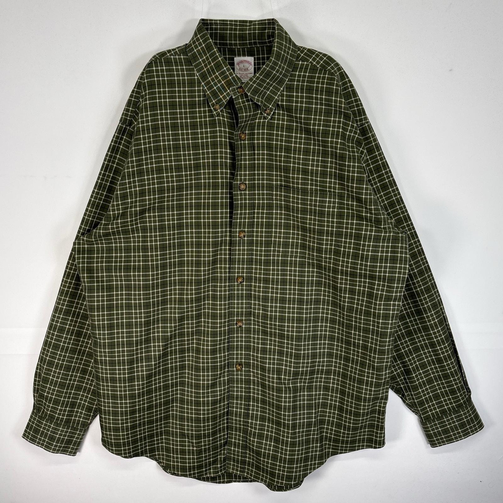 古着 ブルックスブラザーズ Brooks Brothers 長袖シャツ チェック 胸ポケ ボタンダウン L  グリーン系 マルチカラー メンズ