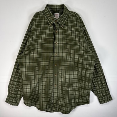 古着 ブルックスブラザーズ Brooks Brothers 長袖シャツ チェック 胸ポケ ボタンダウン L グリーン系 マルチカラー メンズ