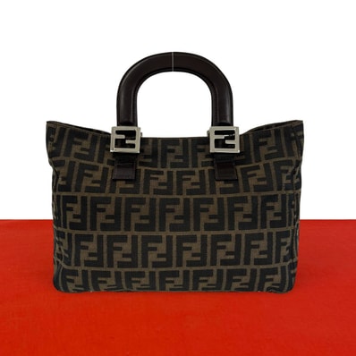 FENDI フェンディ ズッカ FF 柄 キャンバス レザー ハンドバッグ ブラウン
28438