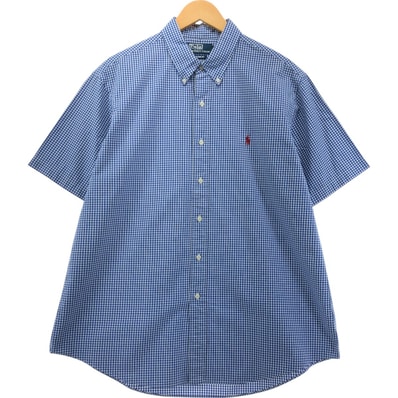 古着 ラルフローレン Ralph Lauren CLASSIC FIT ギンガムチェック 半袖 ボタンダウン チェックシャツ メンズXL相当/eaa554988