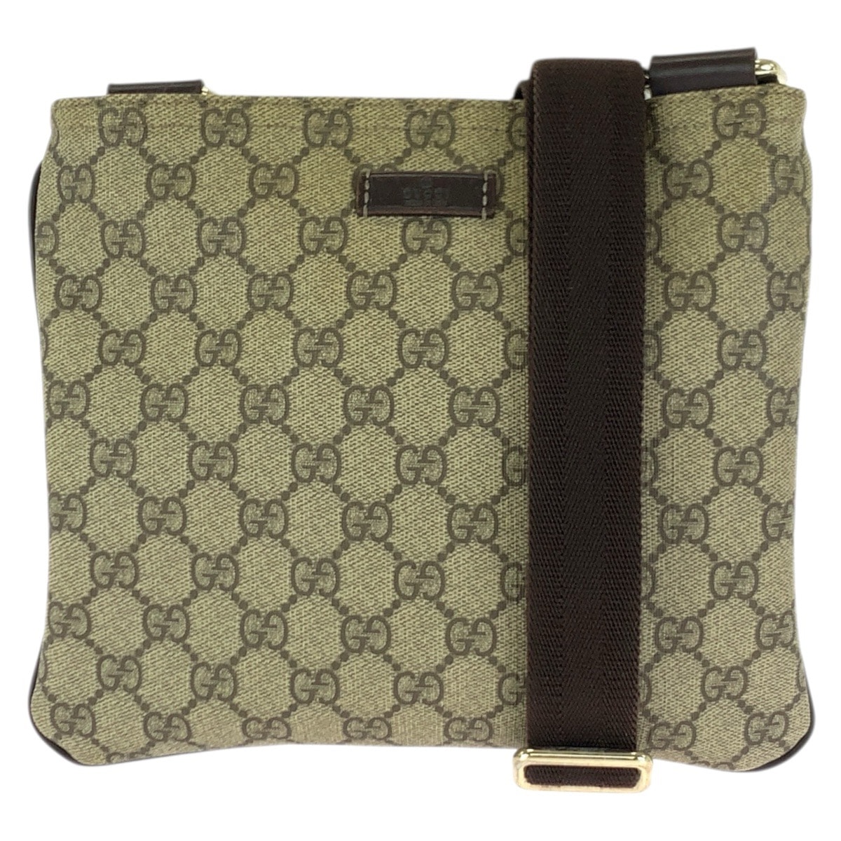 美品 GUCCI グッチ ベージュ ブラウン ゴールド金具 GGスプリームキャンバス ショルダーバッグ メッセンジャーバッグ 601665 【中古】